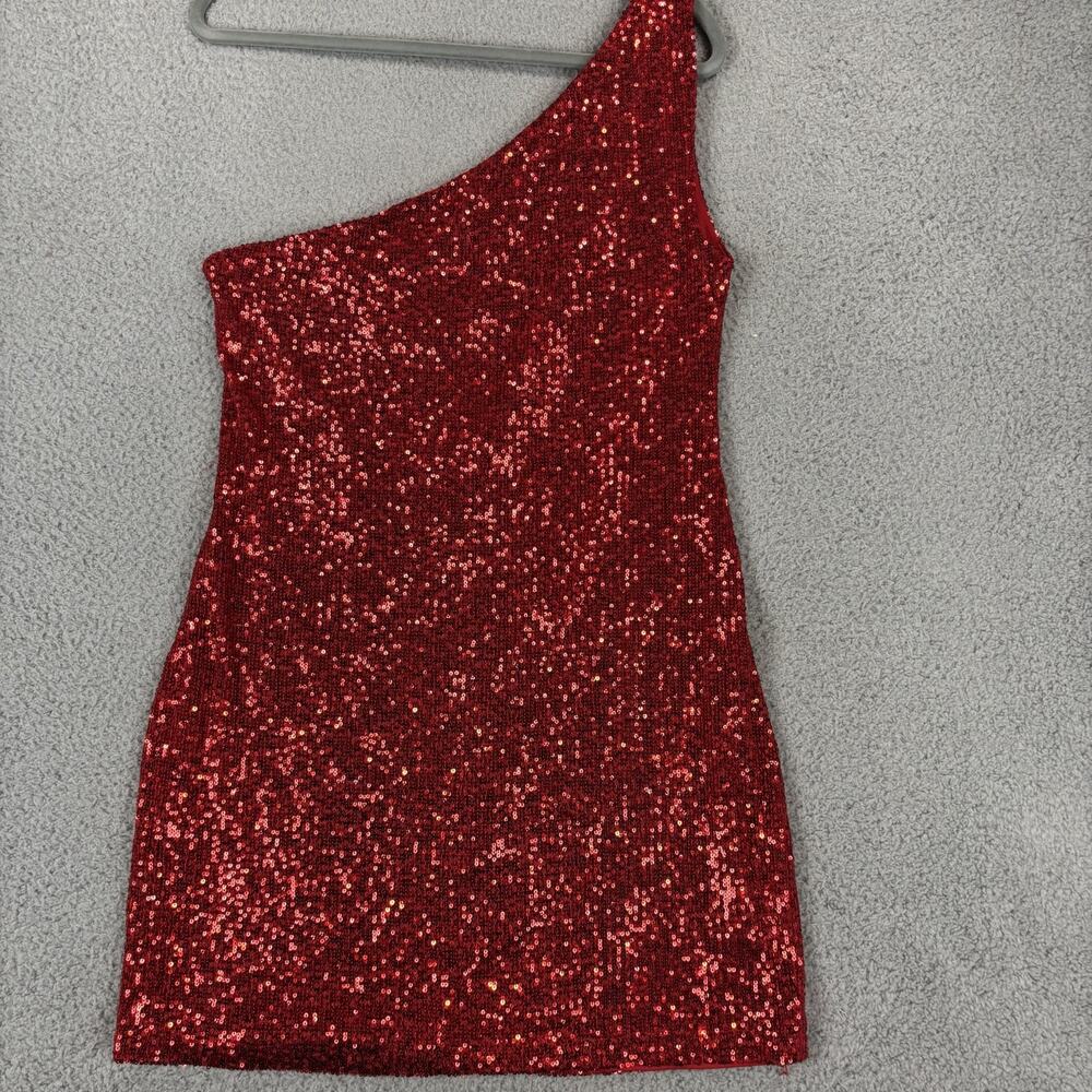 BB Dakota Steve Madden One-Shoulder Dress XL Cocktail Sequin Mini Stretchy Sexy - Picture 4 of 10